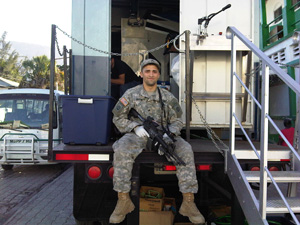 Soldier Guarding AS Machine